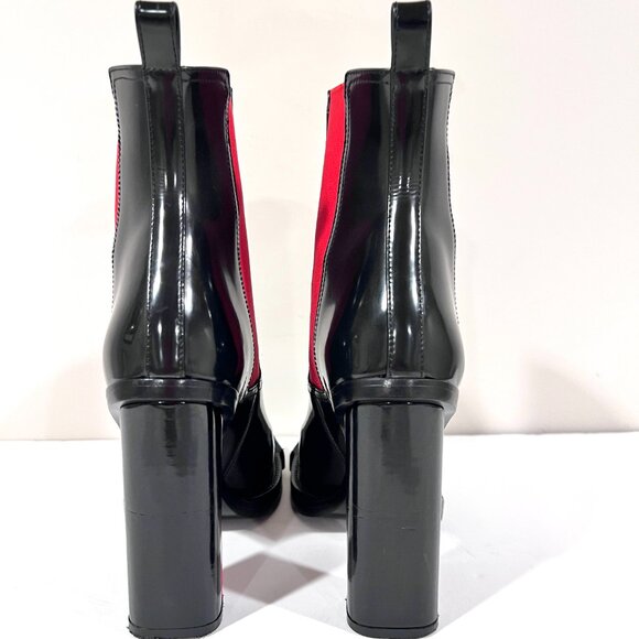 Alexander McQueen Glossy Two Toned Red Black Chelsea Ankle Boots SZ 38 - Picture 5 of 11